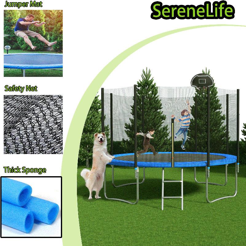 SENCHO GINSYTALIOR 12' Round Backyard Trampoline with Safety